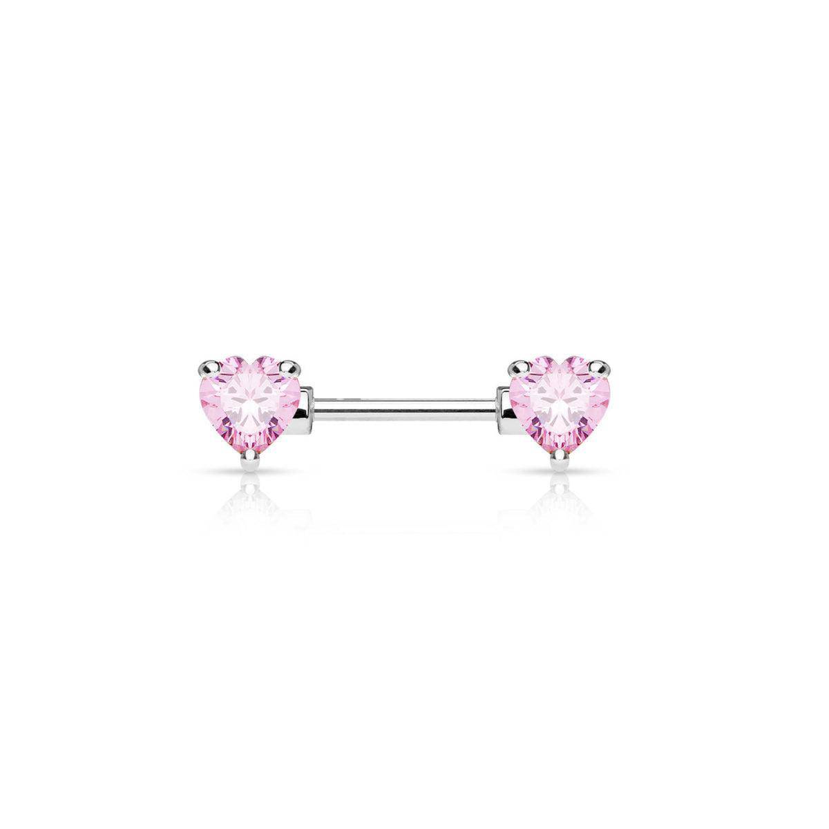 Heart Nipple Barbell with CZ Gem - SkinKandy | Body Jewellery & Piercing Online Australia
