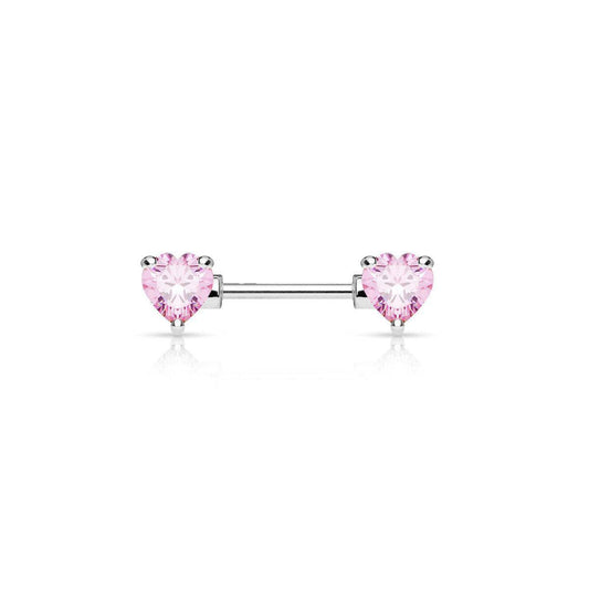 Heart Nipple Barbell with CZ Gem - SkinKandy | Body Jewellery & Piercing Online Australia