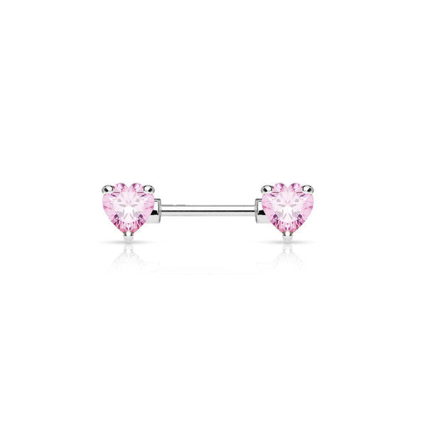 Heart Nipple Barbell with CZ Gem