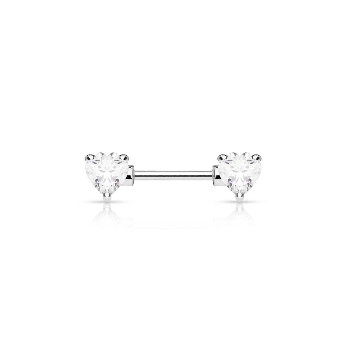 Love Heart Clear CZ Nipple Barbell - SkinKandy | Body Jewellery & Piercing Online Australia