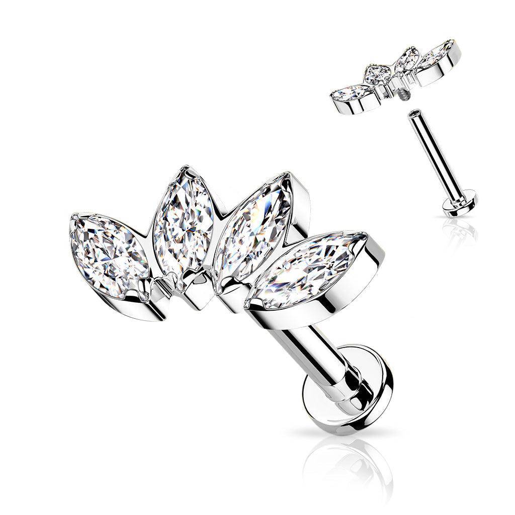 Marquis CZ Fan Flatback Labret - SkinKandy | Body Jewellery & Piercing Online Australia