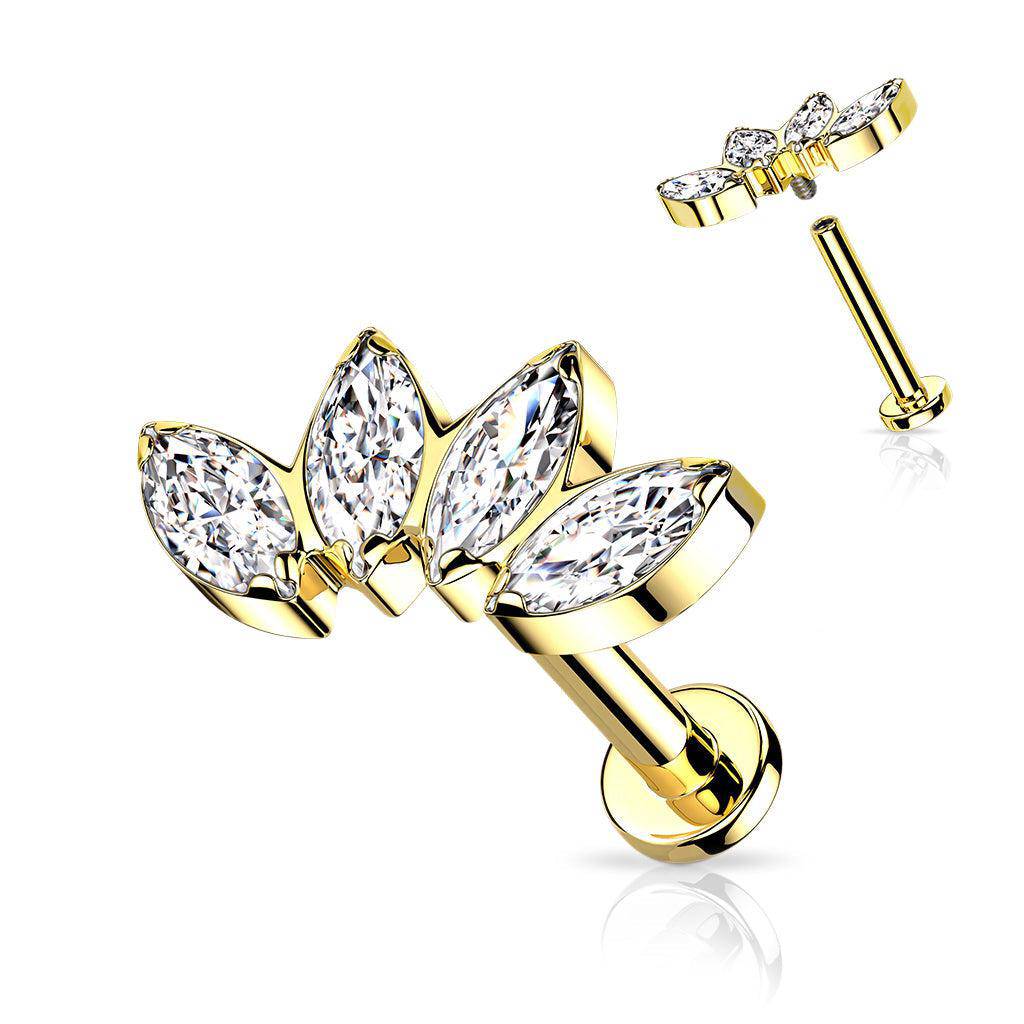 Marquis CZ Fan Flatback Labret - SkinKandy | Body Jewellery & Piercing Online Australia