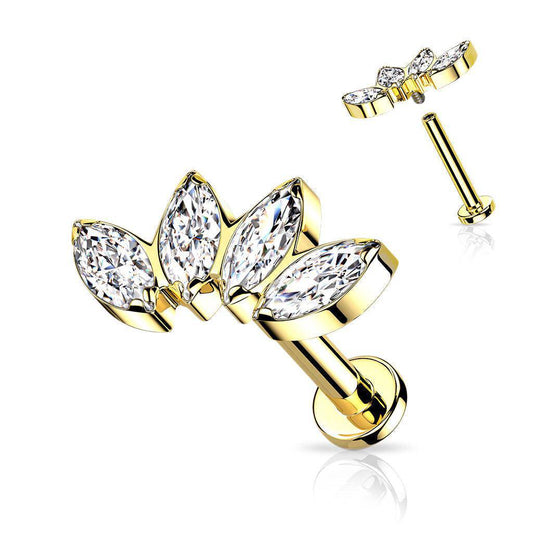 Marquis CZ Fan Flatback Labret - SkinKandy | Body Jewellery & Piercing Online Australia