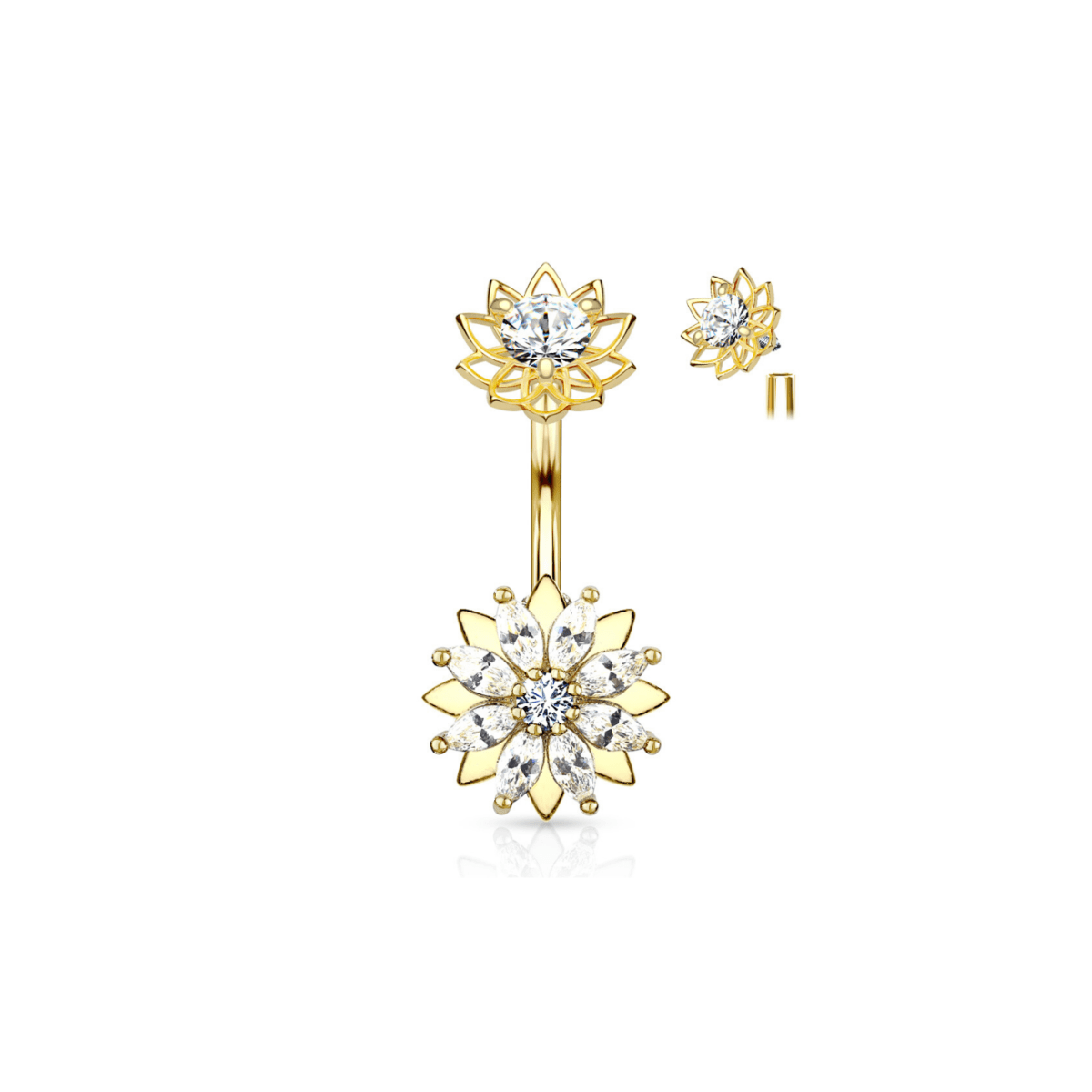 Marquis Flower Belly Bar - SkinKandy | Body Jewellery & Piercing Online Australia