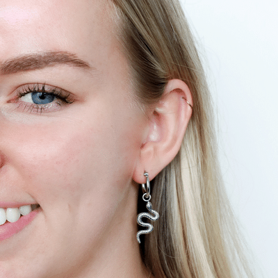 Snake Earrings with Steel Hoop