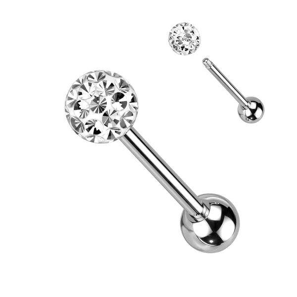 Multi Crystal Ball Top Tongue Bar