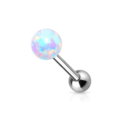 Opal Ball Internally Threaded Top Steel Barbell
