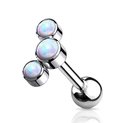 Opal Cluster Titanium Internally Threaded Cartilage Barbell