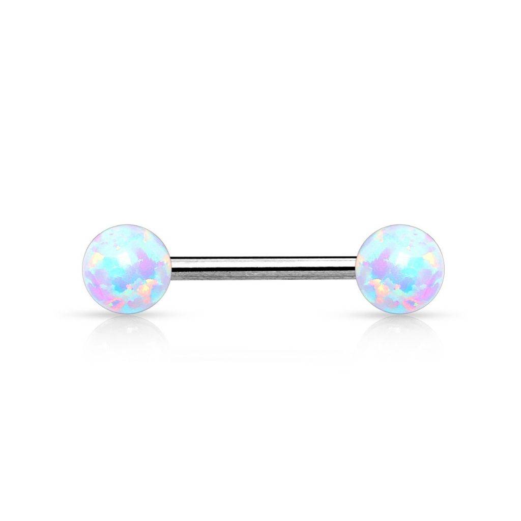 Opal Internally Threaded Ends Nipple Barbell Steel - SkinKandy | Body Jewellery & Piercing Online Australia