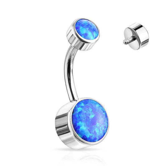 Blue Opal Titanium Belly Bar - SkinKandy | Body Jewellery & Piercing Online Australia