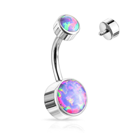 Purple Opal Internally Threaded Titanium Belly Bar - SkinKandy | Body Jewellery & Piercing Online Australia
