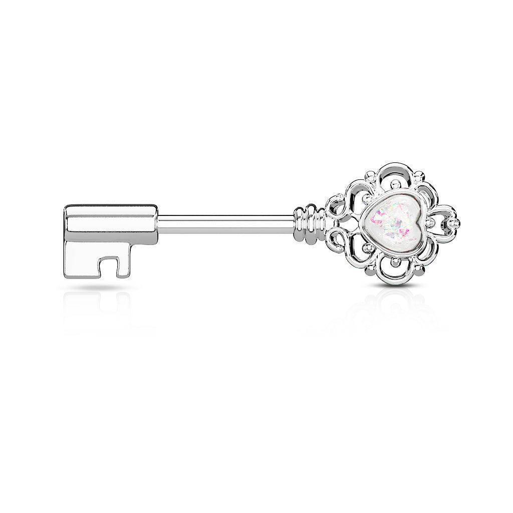 Opal Vintage Key Nipple Barbell - SkinKandy | Body Jewellery & Piercing Online Australia