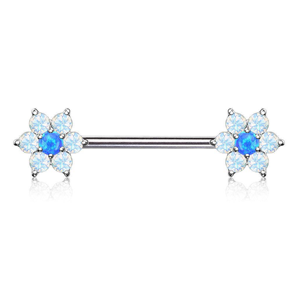 Opalite Flower Nipple Barbell - SkinKandy | Body Jewellery & Piercing Online Australia