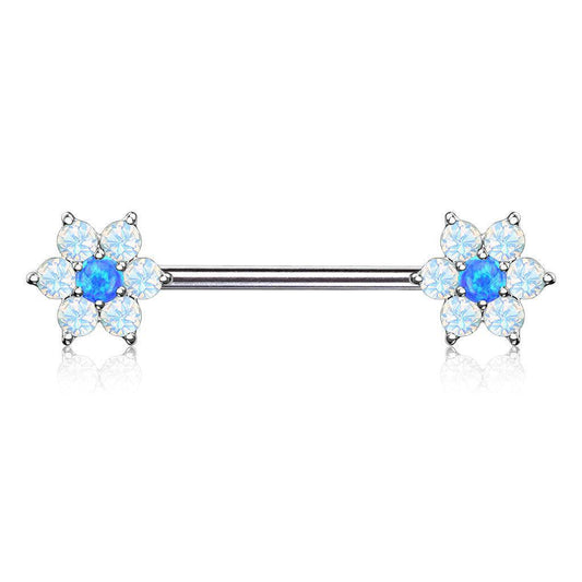 Opalite Flower Nipple Barbell - SkinKandy | Body Jewellery & Piercing Online Australia