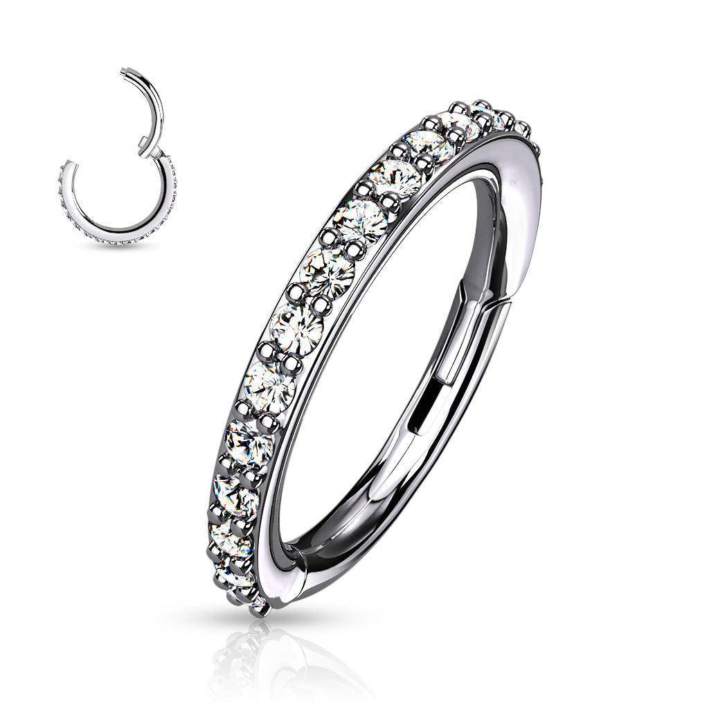 Outward Facing CZ Gem Hinged Segment Ring - SkinKandy | Body Jewellery & Piercing Online Australia