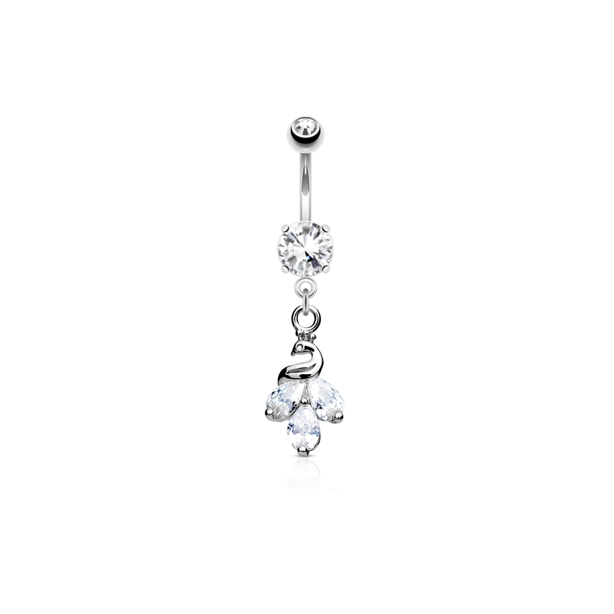 Peacock Dangle CZ Prong - Set Belly Ring - SkinKandy | Body Jewellery & Piercing Online Australia