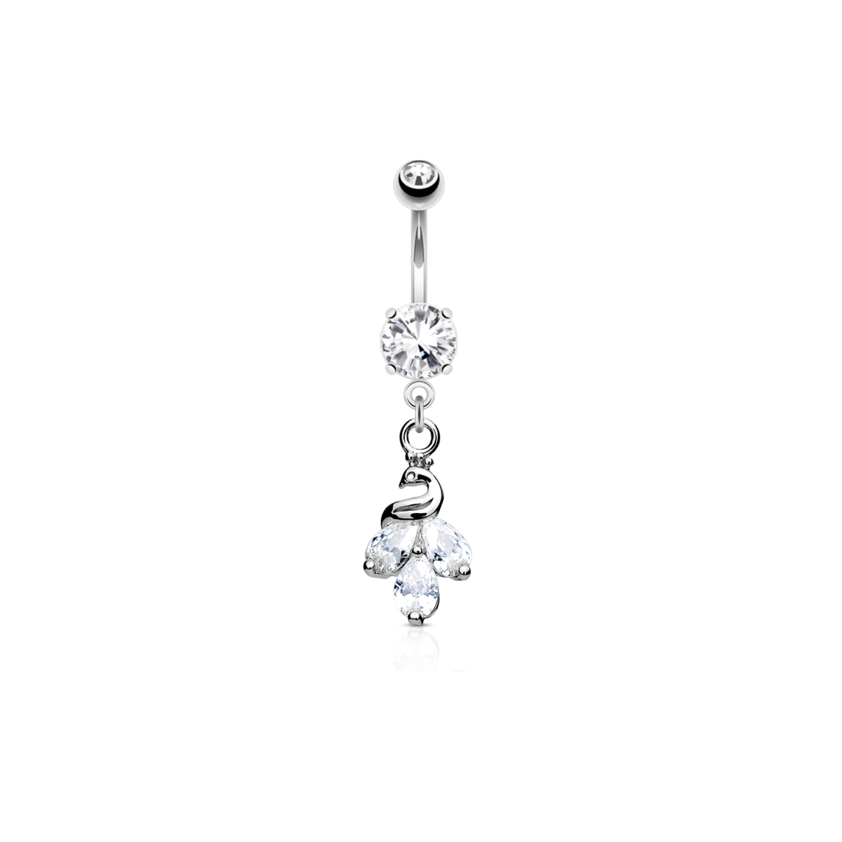 Peacock Dangle CZ Prong-Set Belly Ring