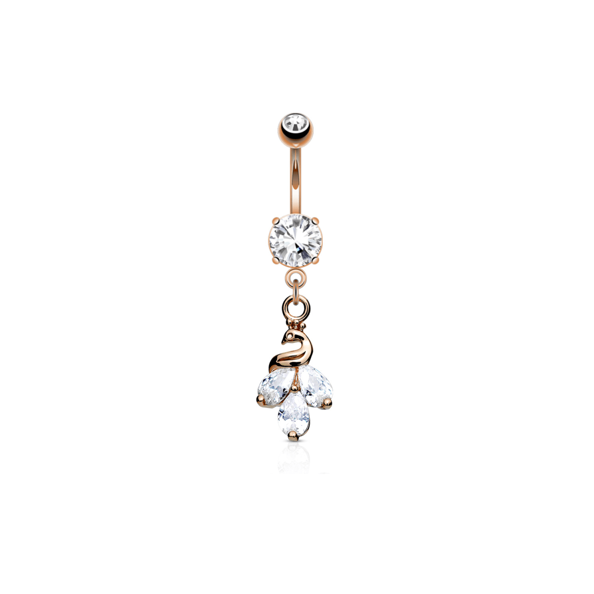 Peacock Dangle CZ Prong-Set Belly Ring