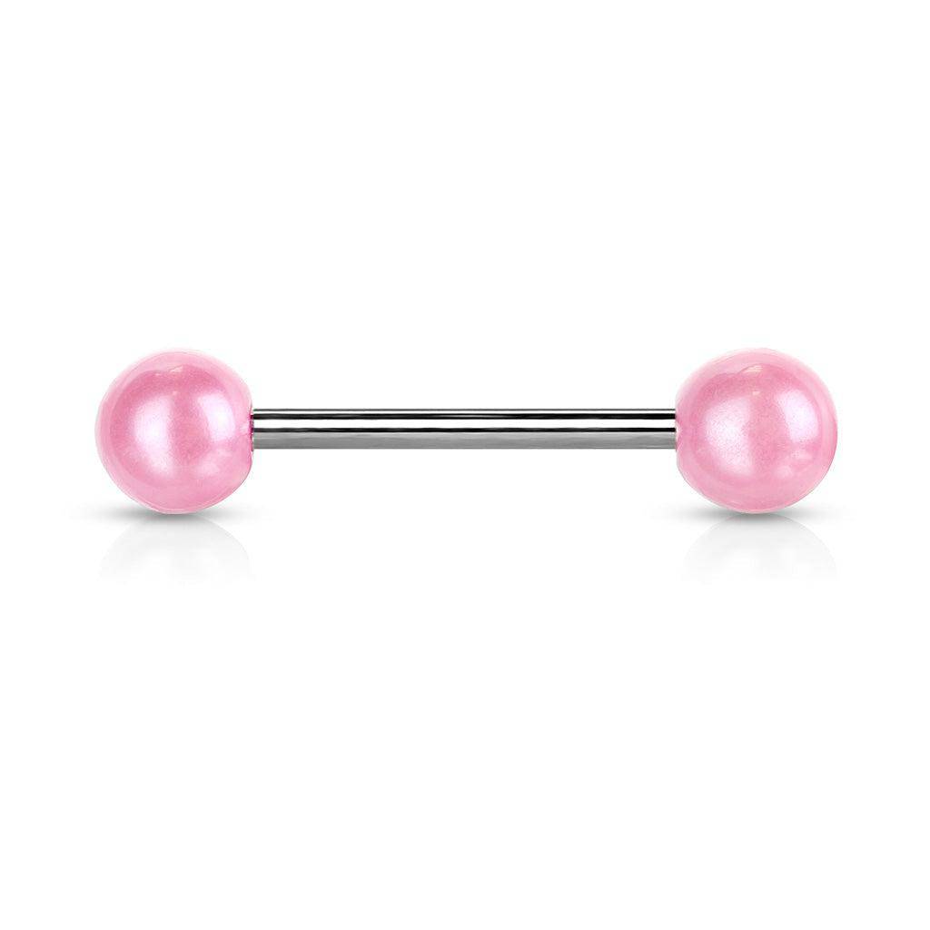 Pearl Barbell Earrings (Coated Acrylic) - SkinKandy | Body Jewellery & Piercing Online Australia