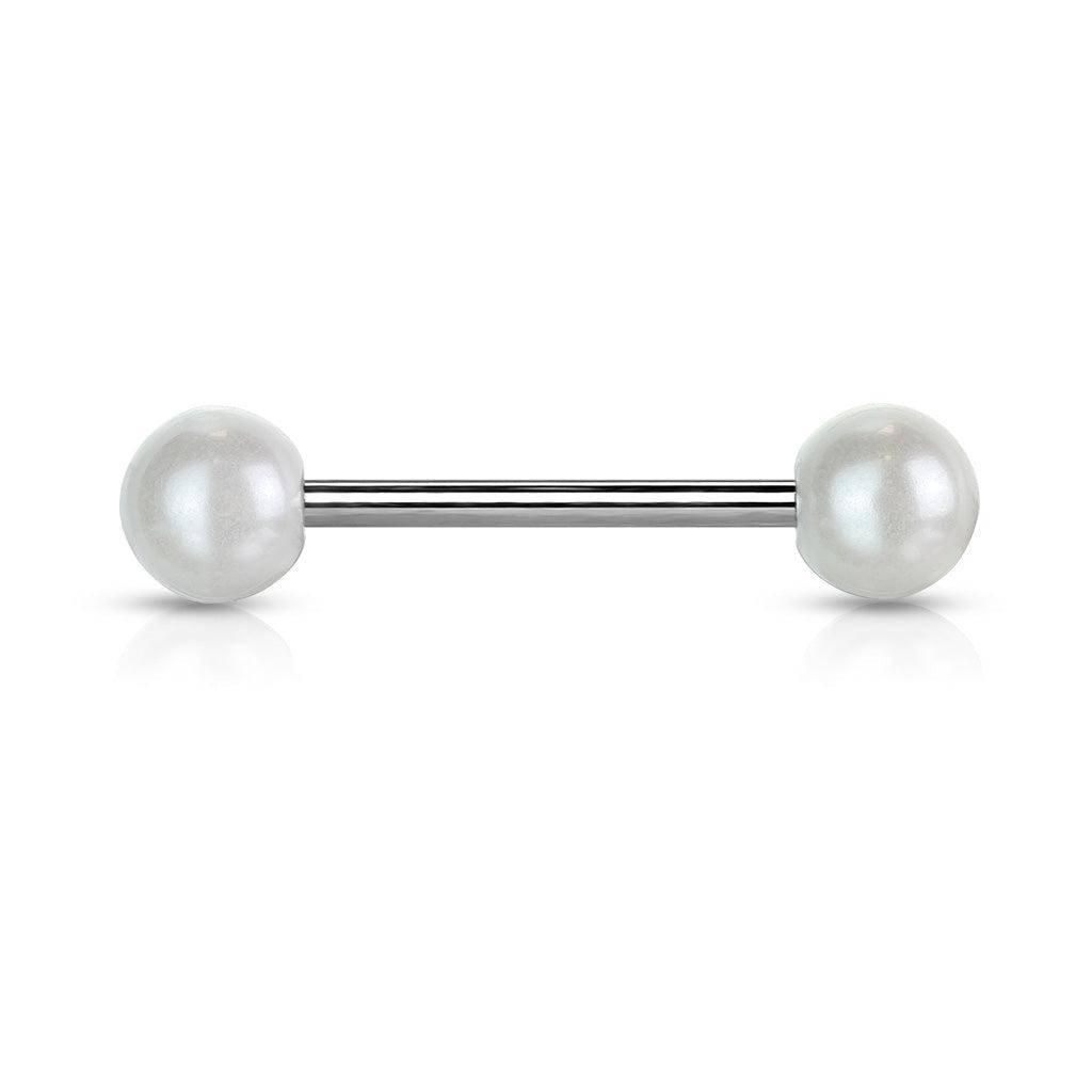 Pearl Barbell Earrings (Coated Acrylic) - SkinKandy | Body Jewellery & Piercing Online Australia