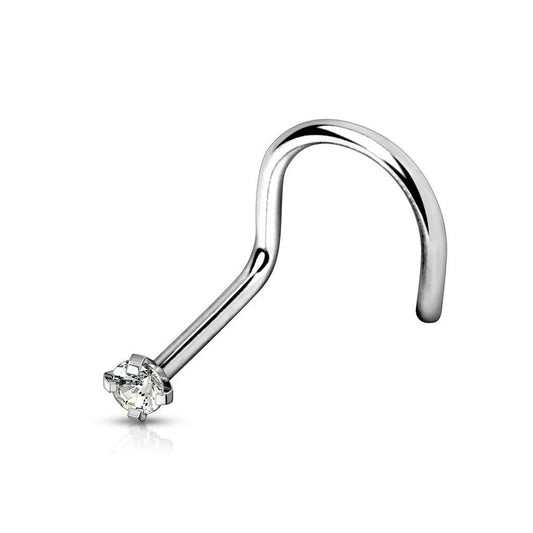 Prong - Set CZ Titanium Nose Twist - SkinKandy | Body Jewellery & Piercing Online Australia