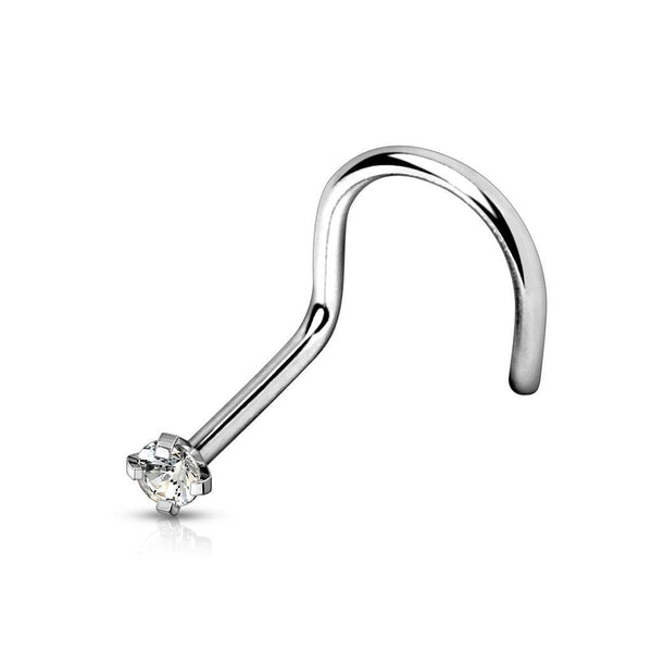 Titanium Prong-Set CZ Nose Twist