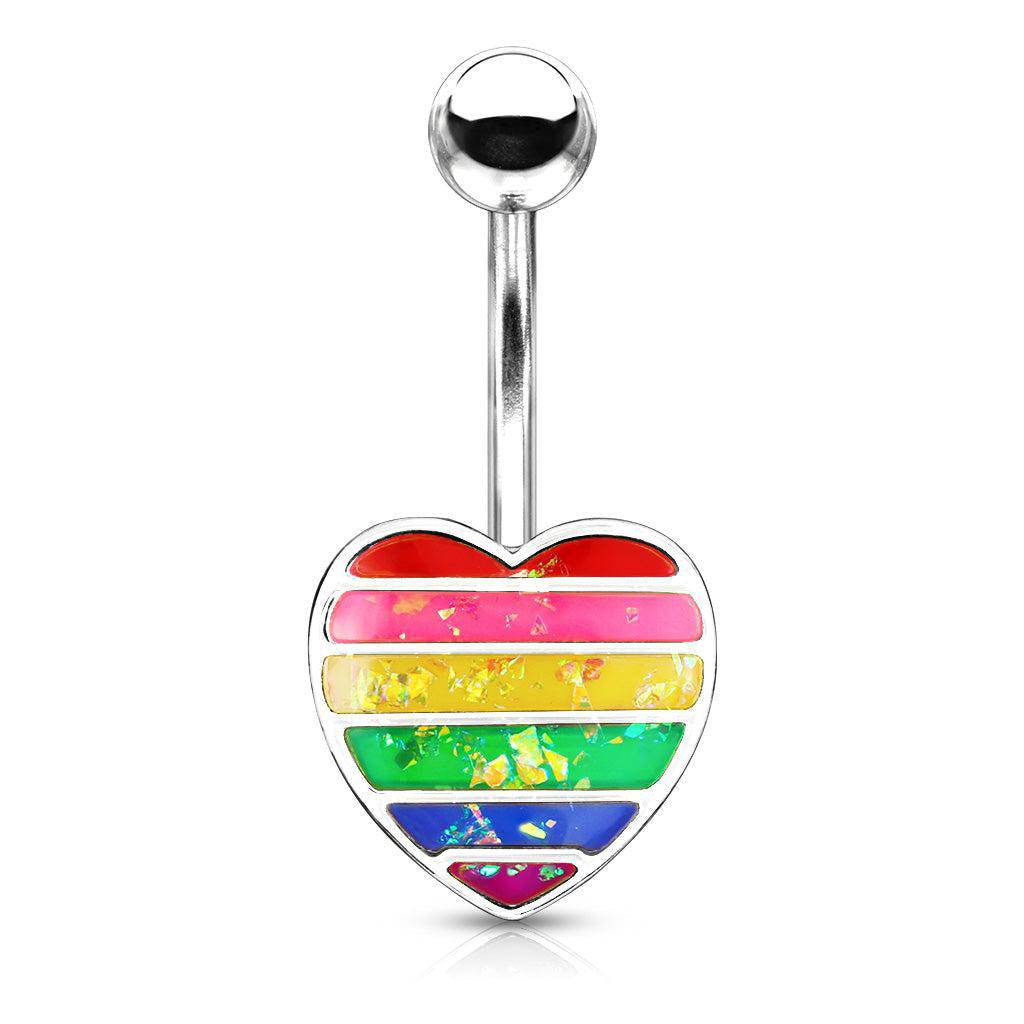 Rainbow Heart Belly Ring - SkinKandy | Body Jewellery & Piercing Online Australia