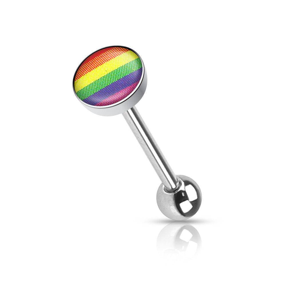Rainbow Pride Steel Barbell Tongue Ring - SkinKandy | Body Jewellery & Piercing Online Australia