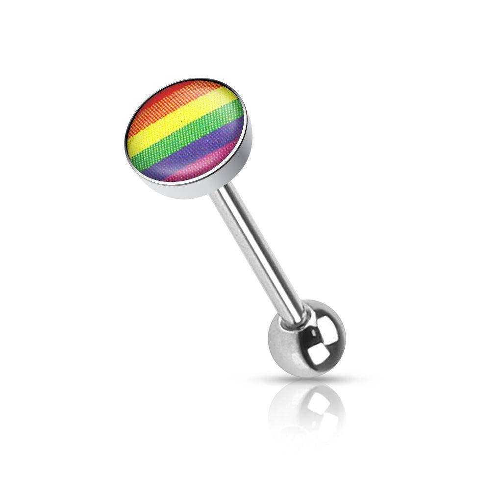 Rainbow Pride Steel Barbell Tongue Ring