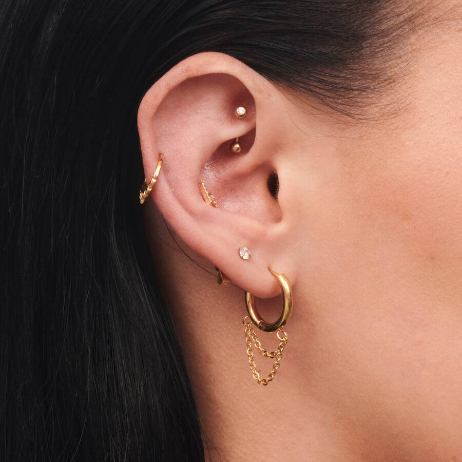 Double Gem PVD Over Titanium Curved Barbell - SkinKandy | Body Jewellery & Piercing Online Australia