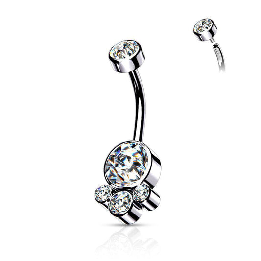 Round Clear Cluster CZ Set Belly Ring - SkinKandy | Body Jewellery & Piercing Online Australia