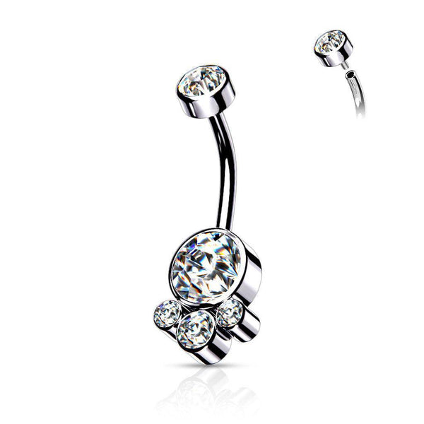 Round Clear Cluster Cubic Zirconia Set Belly Ring