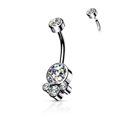 Round Cluster CZ Set with Internally Thread Top Belly Ring