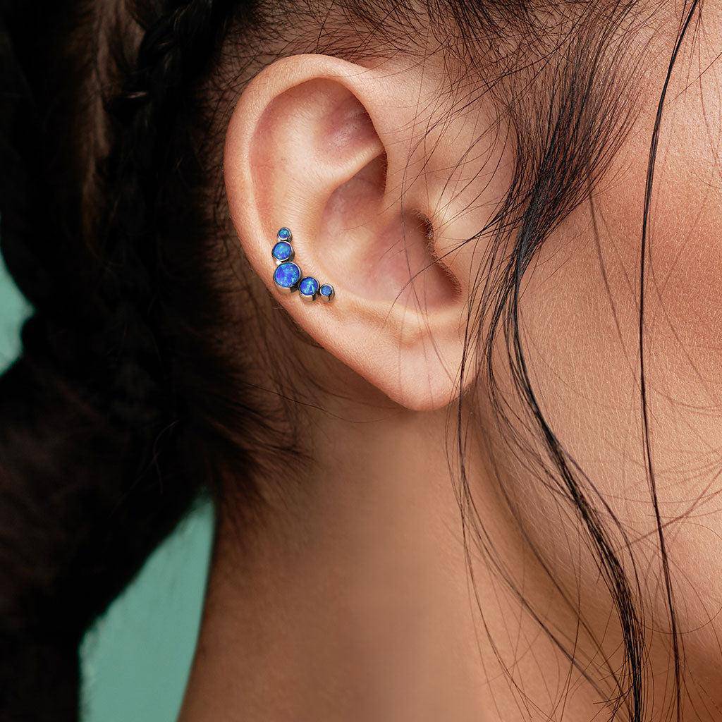 Round Opal Titanium Cartilage Barbell - SkinKandy | Body Jewellery & Piercing Online Australia