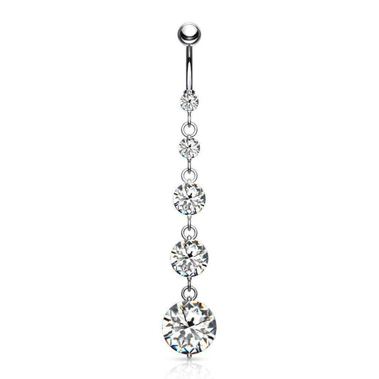 Round Solitare CZ Drop Belly Ring - SkinKandy | Body Jewellery & Piercing Online Australia
