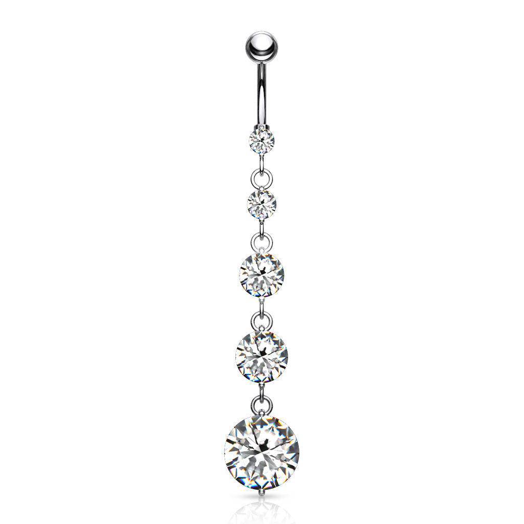 Round Solitare CZ Drop Belly Ring