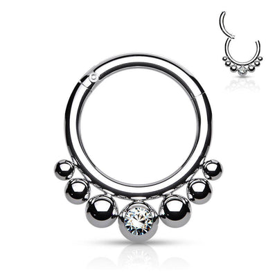 Segment Hoop Ring with Crystal Centre