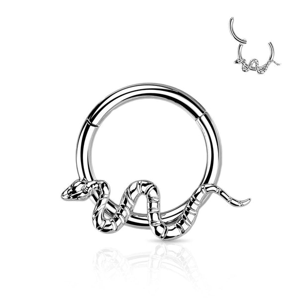 Titanium Snake Earrings Hinged Segment