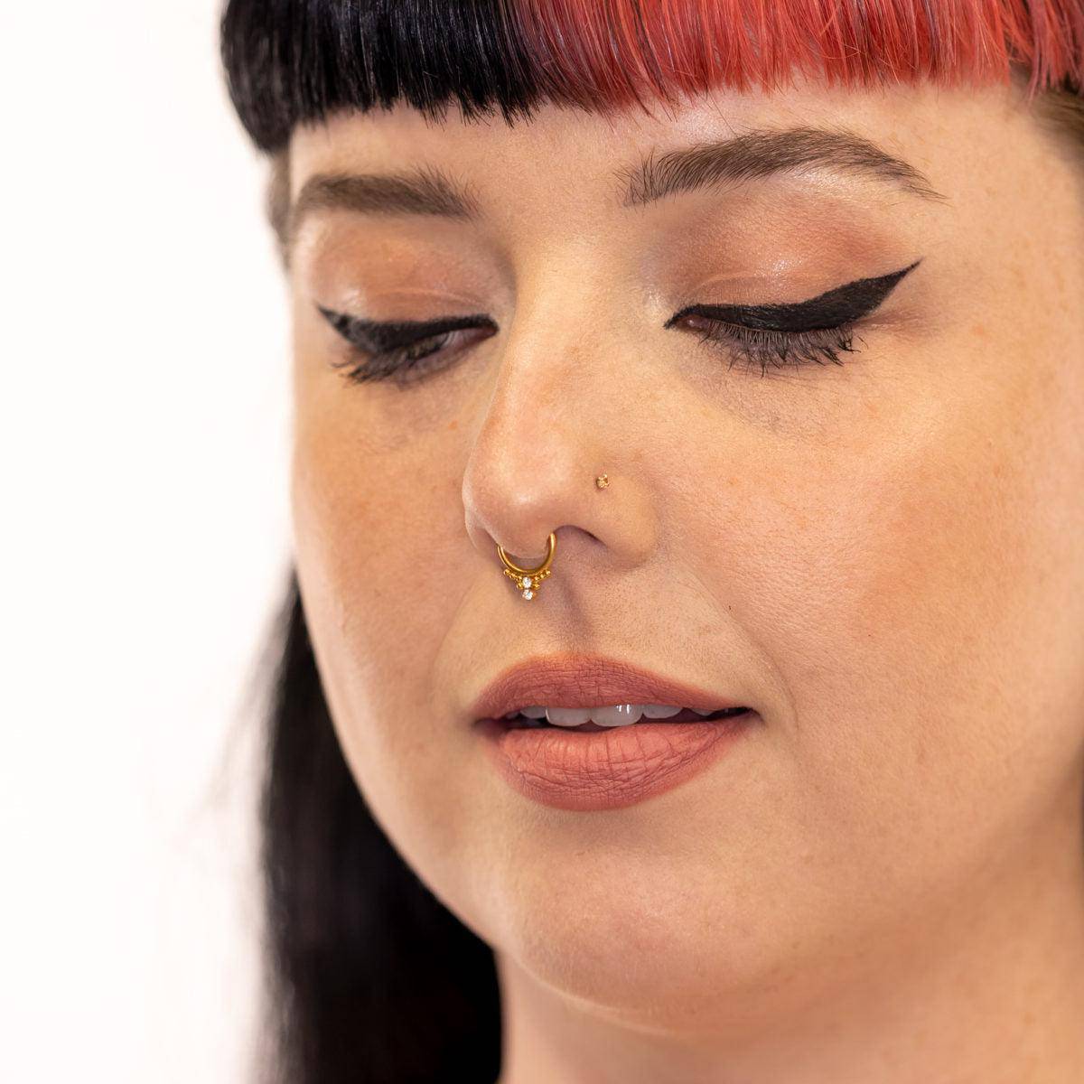 Solid Balls with CZ Gems Bendable Hoop Ring - SkinKandy | Body Jewellery & Piercing Online Australia