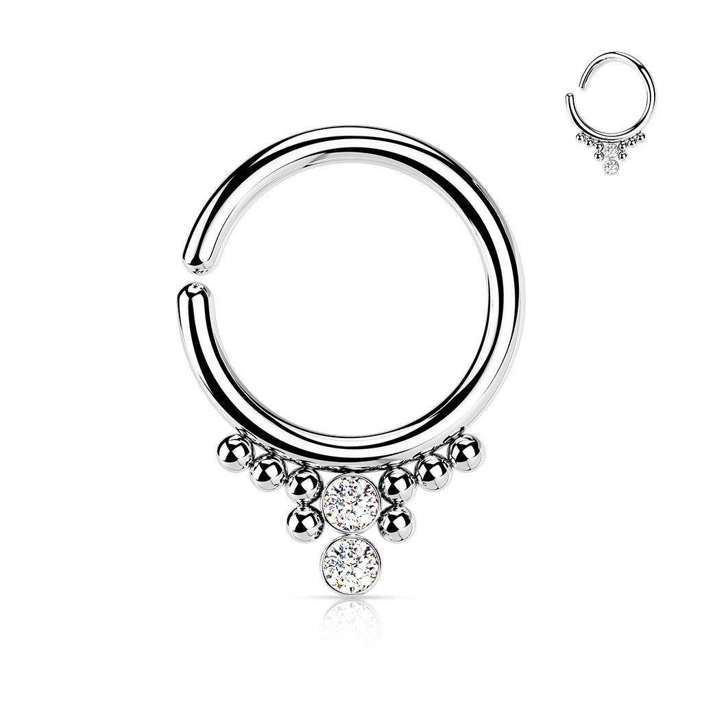 Solid Balls with CZ Gems Bendable Hoop Ring - SkinKandy | Body Jewellery & Piercing Online Australia