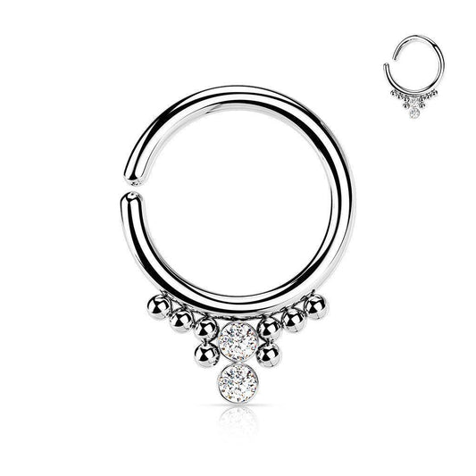 Solid Balls with CZ Gems Bendable Hoop Ring - SkinKandy | Body Jewellery & Piercing Online Australia