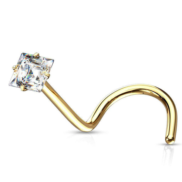Square Prong-set Gem Top Nose Screw