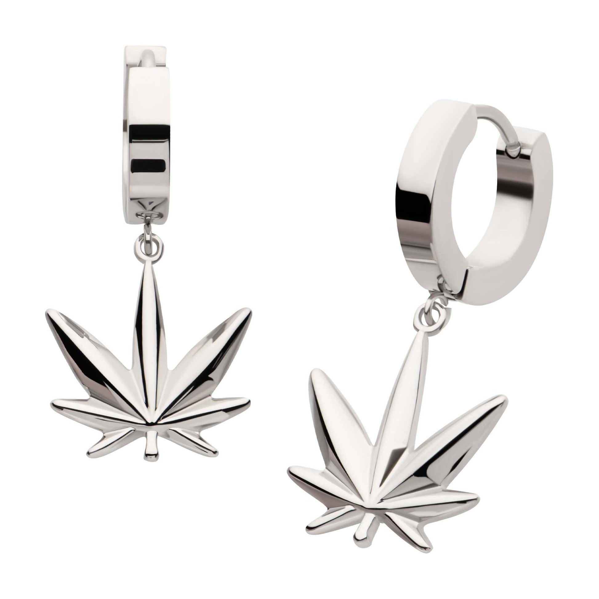 Pot Leaf Huggie Drop Earrings - SkinKandy | Body Jewellery & Piercing Online Australia