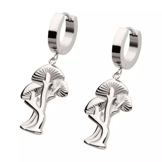 Mushroom Huggie Drop Earrings - SkinKandy | Body Jewellery & Piercing Online Australia