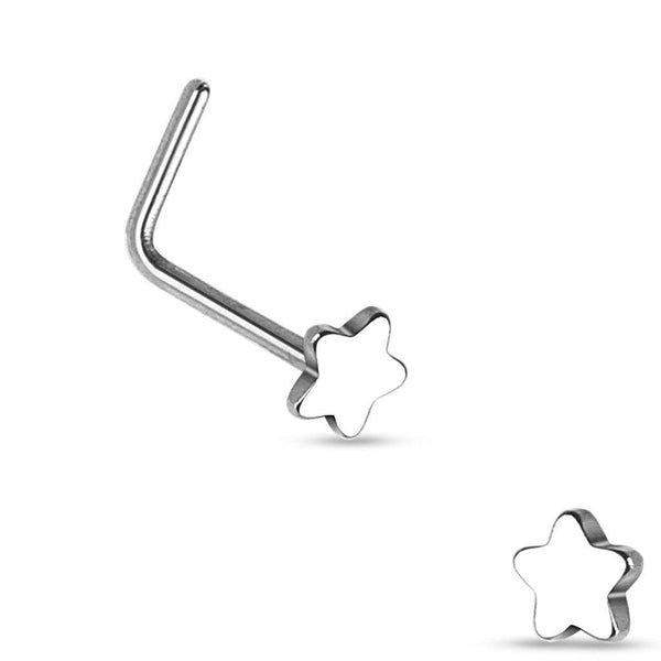 Star Nose Stud with L Bend (Steel)