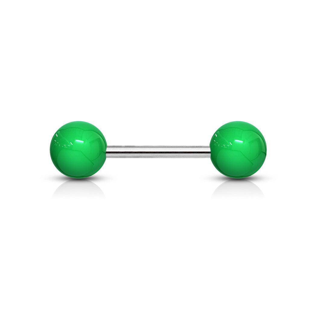 Steel Barbell with Acrylic Coloured Ball Ends