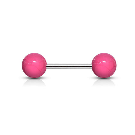 Steel Barbell with Acrylic Coloured Ball Ends