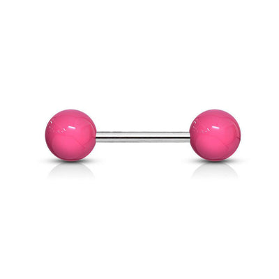 Steel Barbell with Acrylic Coloured Ball Ends