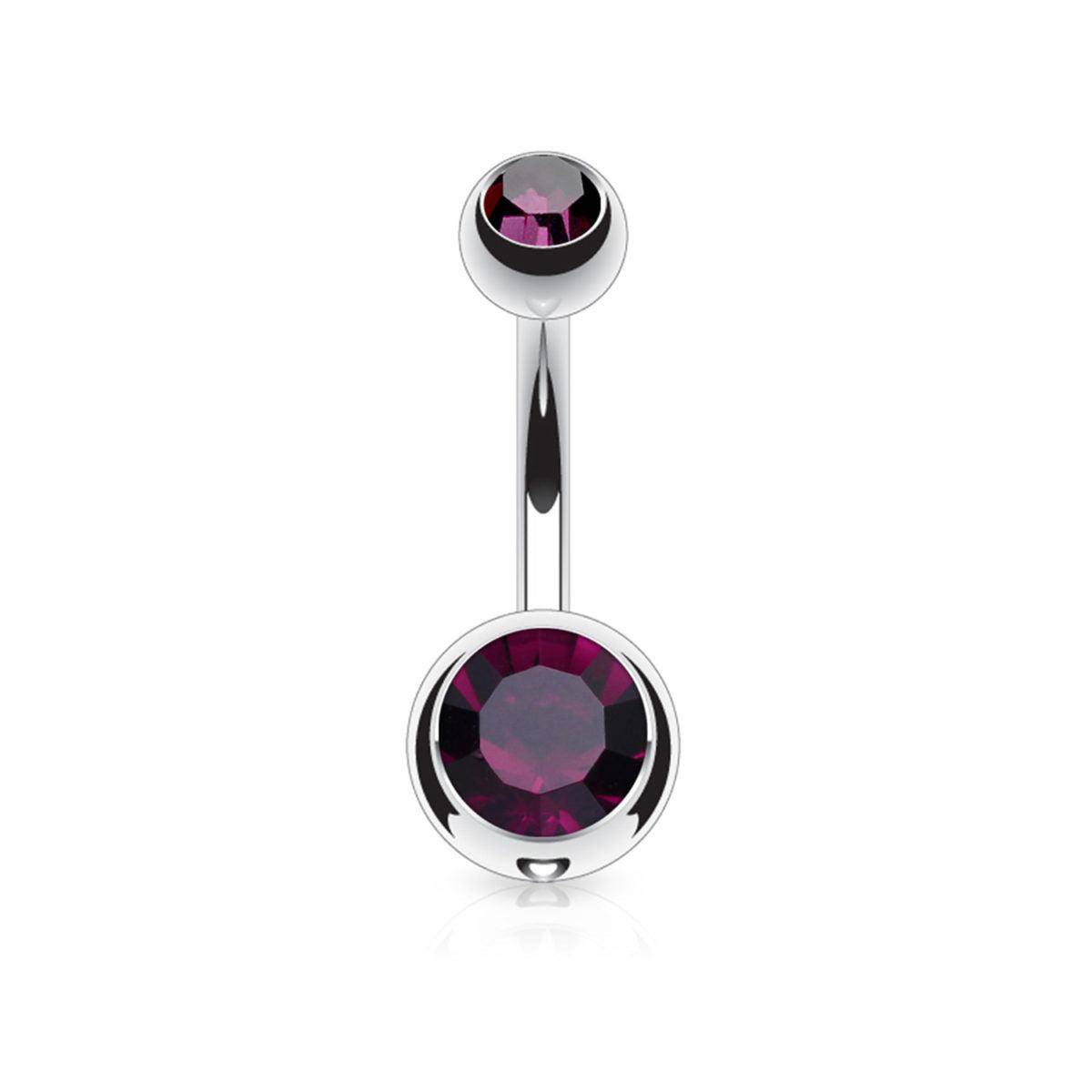 Steel Belly Ring with Gem