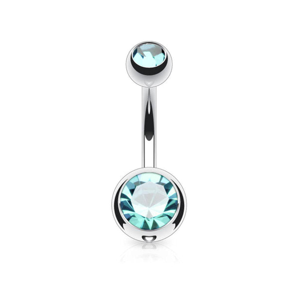 316L Surgical Steel Belly Ring with Gem Piercing